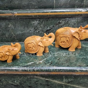 Elephant - Hand Carved Kadam Wood Sculpture (2 in)
