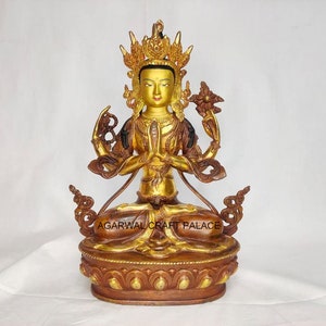 Tara, Tara Statue, Brass statue, Gold plated tara, Goddess tara, Prayer statue, spiritual figurine, Tara Bosatsu, Duōluó Púsà, Vajrayana