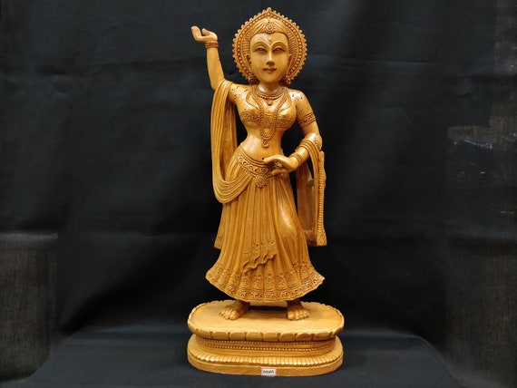木製の踊り子の像、デーヴァダーシー像、古代美術、木製の手工芸 木製の踊り子の像、デーヴァダーシー像、古代美術、木製の手工芸