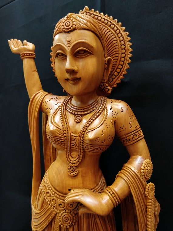 木製の踊り子像、デヴァダシ像、古代美術、木製工芸品、古代インド舞踊 
