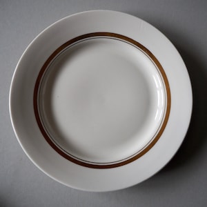 Vintage Gold Stripe Salad or Dinner PlateTableware Riga Porcelain Factory RPF USSR era Vintage item 1970s  Ceramic Pasta Plate