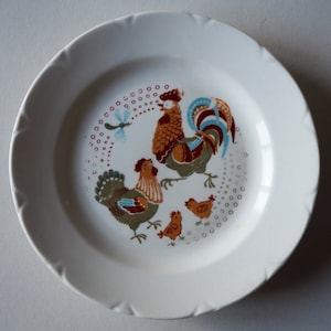 Plato de porcelana vintage para niños Cuento de hadas Decoración de pollo Plato de cena Plato para niños Vajilla soviética