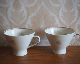 Ensemble de 2 tasses à café bavaroises vintage, tasses en porcelaine., décor de fleur, dersign des années 70, Colletables