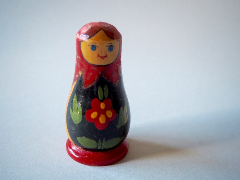 Vintage Wooden Matryoshka Doll i Vintage Wooden Folk Doll Wooden Figurine Collectible Souvenir Doll image 9