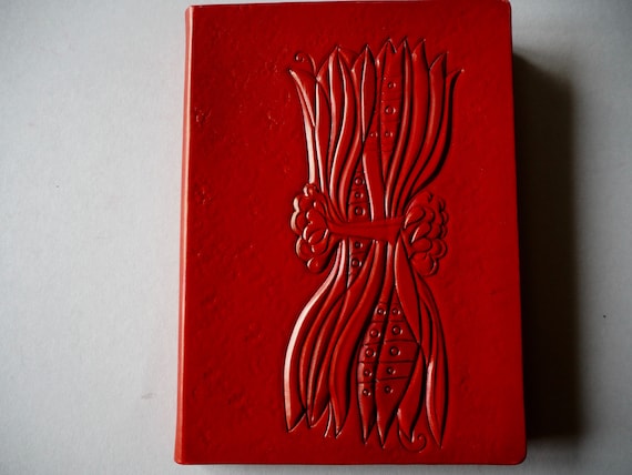 Vintage Red Leather Handmade Notebook Journal Unused Leather Notebook 1970s era