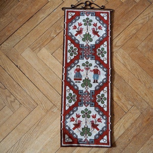 Vintage Handmade Nordic Wall Decor Wool Wall Hanging Wool Weaved Tapestry Hand Stitched Wall Decor  Scandinavian Home Decor