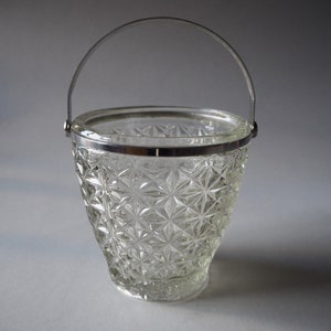 Vintage Glas Candy Bowl Glas Eis Eimer Zuckerdose 1970-s Design UdSSR Retro Home Decor klar gepresstGlas Zuckerdose