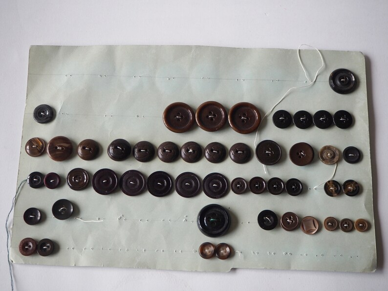 49 Vintage Buttons On Cardboard Display with Unique vintage button,Plastic Buttons,Vintage Brown Decorative Buttons,Round Plastic Buttons