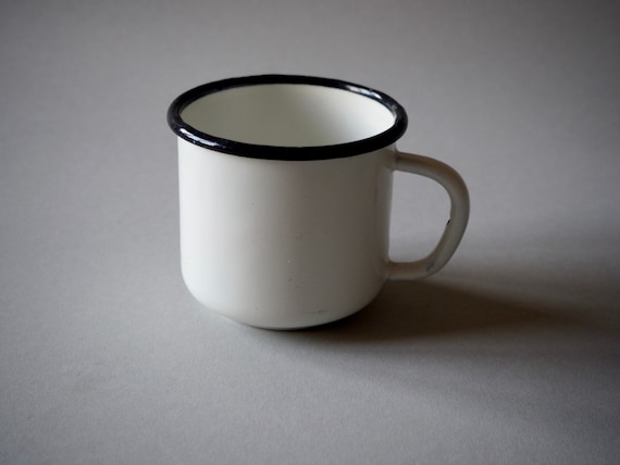 Small kids mug Country enamel coffee cup Farmhouse vintage mug Travel cup