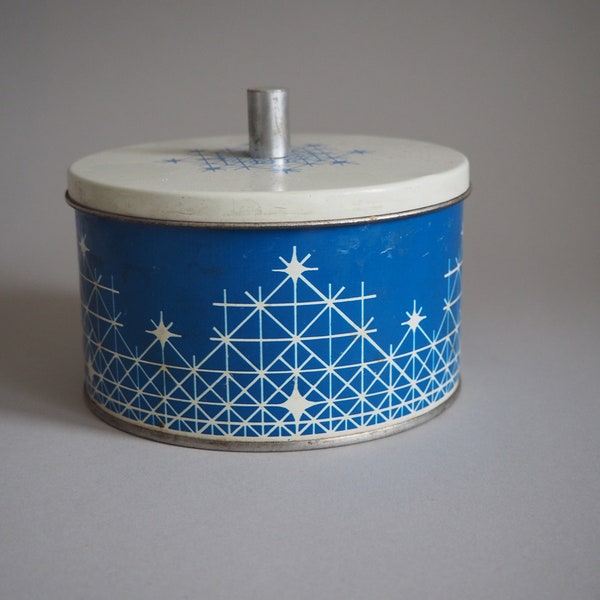 Metal  Blue and White Icebucket Geometric Design Made in USSR