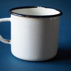 Vintage Enamel Mug,White Enamel Mug, Rustic Home Decor,USSR era on the 1970-s, Pure White Mug,Camping Cup,Farmhouse Decor Kitchenware