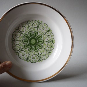 Vintage Porcelain Kids&#39;s Plate Abstract Bright Green Decor Dinner Plate/ Pasta Bowl/ Soup Plate Children&#39;s Plate Colourful Tableware