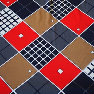 Vintage Unused Polyester Fabric, Retro Geometric Polyester Crimplene Fabric,1970s Retro Fabric, Geometric Pattern