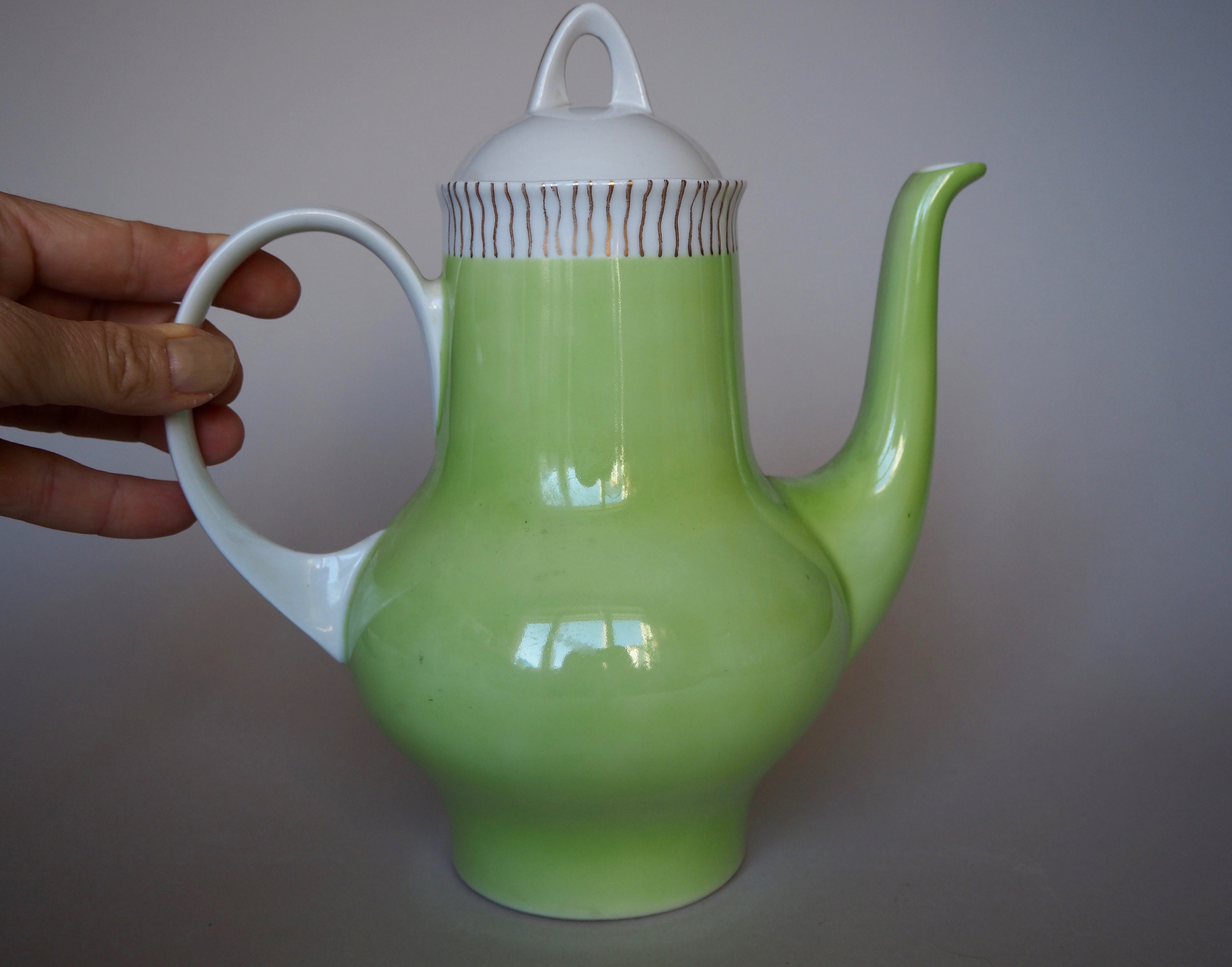 Vintage Green Coffee Pot by Kahla,vintage German Kahla Porcelain Coffee