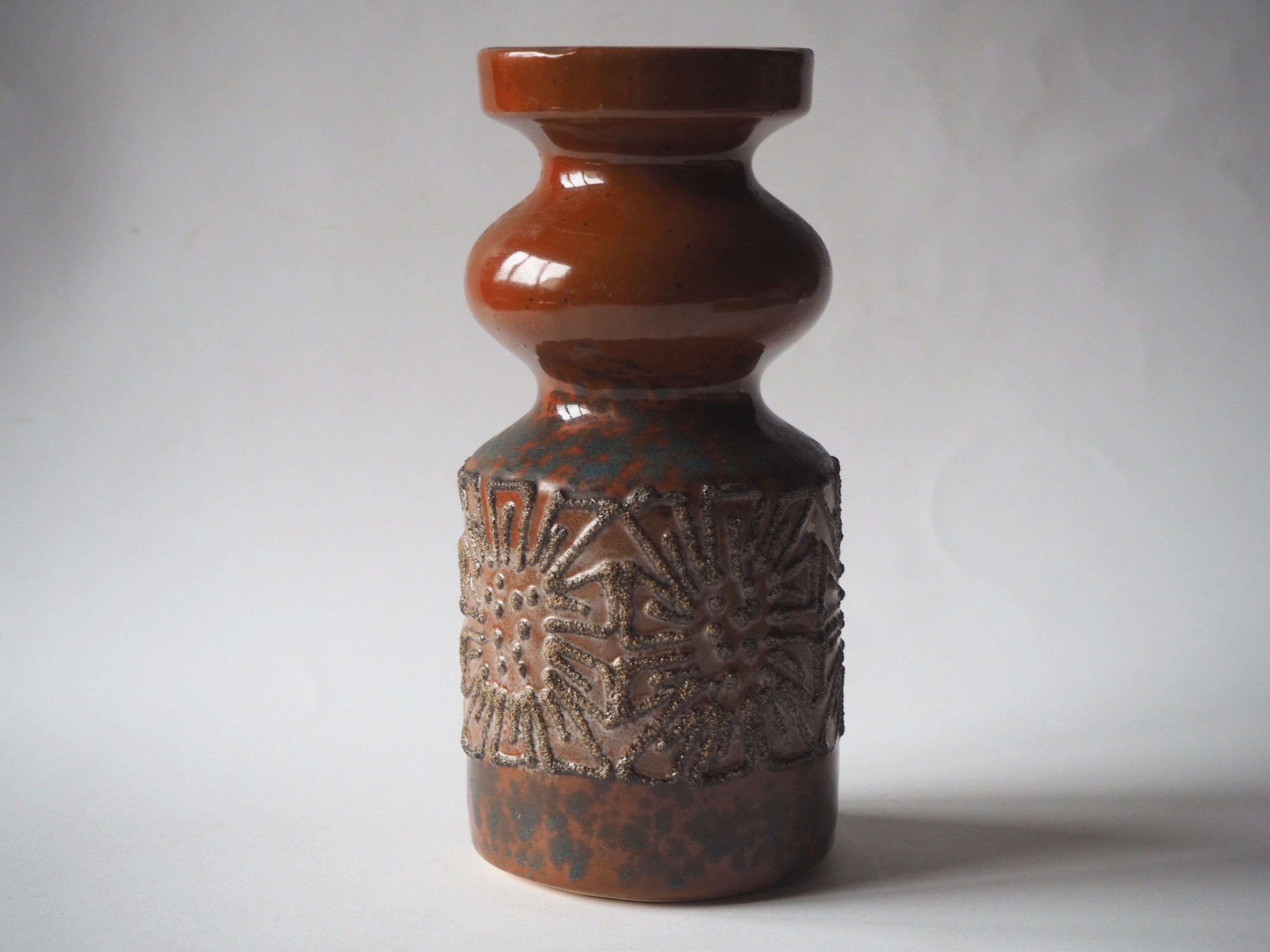 Vintage East German Fat Lava Ceramic Vase From VEB Haldensleben