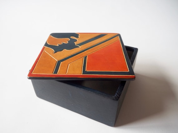 Vintage Handmade Leather Box Made in Estonia USSR… - image 1