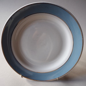Set of 2 Vintage Pasta Plates with Blue Rim Dinner Plates Tableware Riga Porcelain Factory USSR era Vintage items 1970s Ceramic plates
