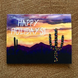 Happy Holidays Saguaro - Blank Greeting Card