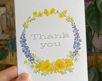 Wildflower Thank You - Blank Greeting Card