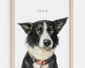 Custom Dog Portrait, Pet Memorial Gift, Watercolor Pet Painting (Digital Download)