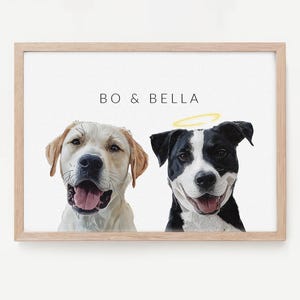 Personalized Two Pet Portrait: Custom Painting from Photos - Unique Memorial Gift for Animal Lovers