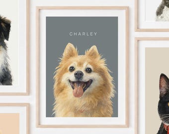 Custom Watercolor Pet Portrait, Personalized Dog Art (Digital Download)