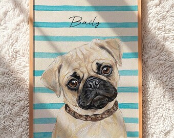 Custom Pet Portrait Painting, Gouache Dog Art, Watercolor Style (Digital Download)