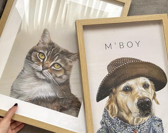 Custom Pet Portraits from Photo, Dog Portraits from photo, Pet memorial gift, Digital Pet Drawing, Printable Pet lover gift