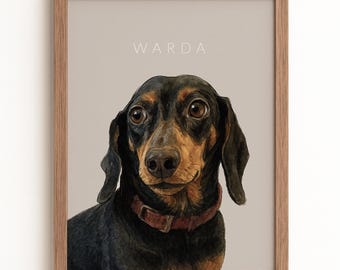 Pet Memorial Portrait from Photo – Personalized Watercolor Pet Gift