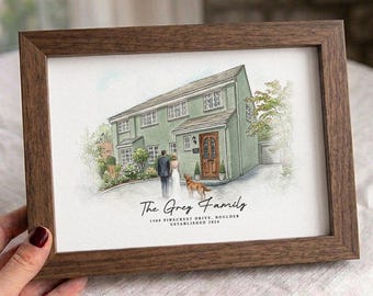 Custom House Portrait from Photo, Personalized Home Drawing, Housewarming Gift