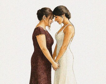 Custom Mother & Bride Portraits: Digital weeding portraits art using photo.