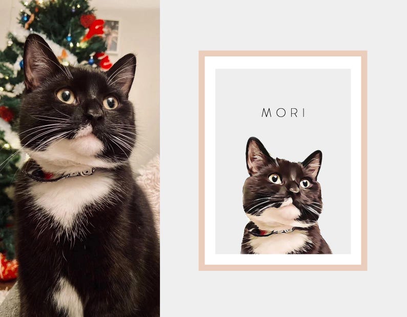 Personalized digital pet painting, realistic watercolor style – anniversary or Christmas gift.