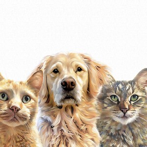 Individuell angefertigtes Tierportrait: Mehrere Haustiere Digitale Illustration (Digitaler Download) Bild 6