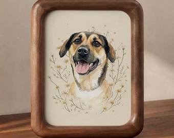 Custom Pet Portrait: Digital Oil Painting Style with Daisy Floral Background