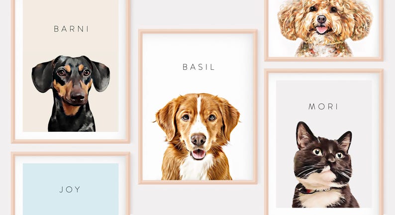 Personalized digital dog painting, realistic watercolor style – anniversary or Christmas gift.