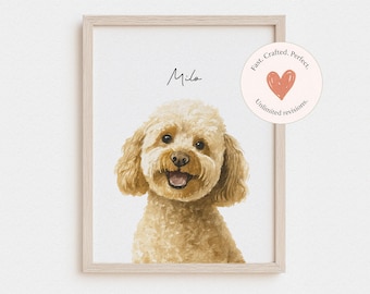 Pet Portrait from photo: Dog Memorial Gift (Digital Download)