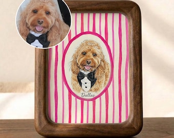 Pet Memorial Portrait from Photo, Vintage Folk Art Memorial (digital download)