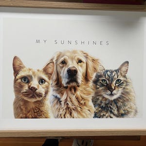Multiple Pet Portrait, Personalized Pet Art, Digital Pet Painting, Custom Portraits, Unique Pet Gift, Pet Memorial gift, Gifts & Home Decor.