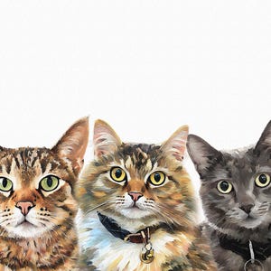 Individuell angefertigtes Tierportrait: Mehrere Haustiere Digitale Illustration (Digitaler Download) Bild 4