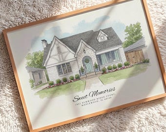 Custom Watercolor House Portrait Painting, Personalized Home Keepsake Gift, Realtor Closing Present