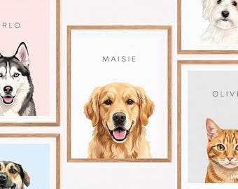 Custom Pet Portrait: Dog memorial in Watercolor style (Digital Download)