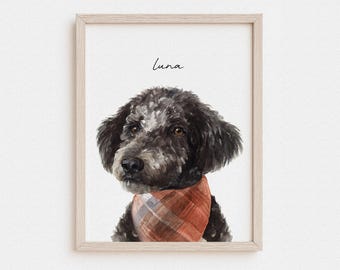 Custom Watercolor Pet Portrait from photo, Pet Memorial Gift digital download
