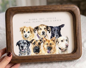 Custom Multi Pet Portrait, illustration Family Dog Drawing (Digital Download)
