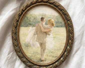 Custom Wedding couples portrait, Bride painting  from photo