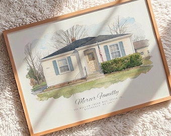 Custom House Portrait Watercolor Painting | Realtor Closing Gift (Digital Download)