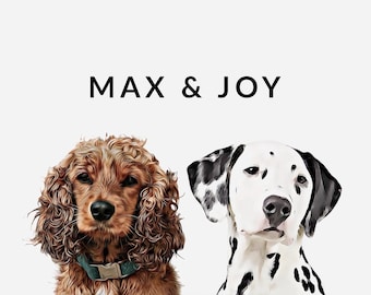 Personalized Multi-Pet Portraits: Custom Pet Memorial Art, Digital artwork