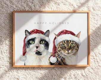 Custom Pet Portrait Watercolor Painting | Two Pet Memorial Art (Digital Download) | High-Res JPG PNG