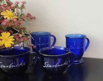 Cobalt Blue Starbucks Coffee Mugs by Anchor Hocking - Set of 2 - Etsy