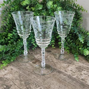 Set of 3 Vintage Libbey Rock Sharpe '3005 - 2' Halifax Water Goblets