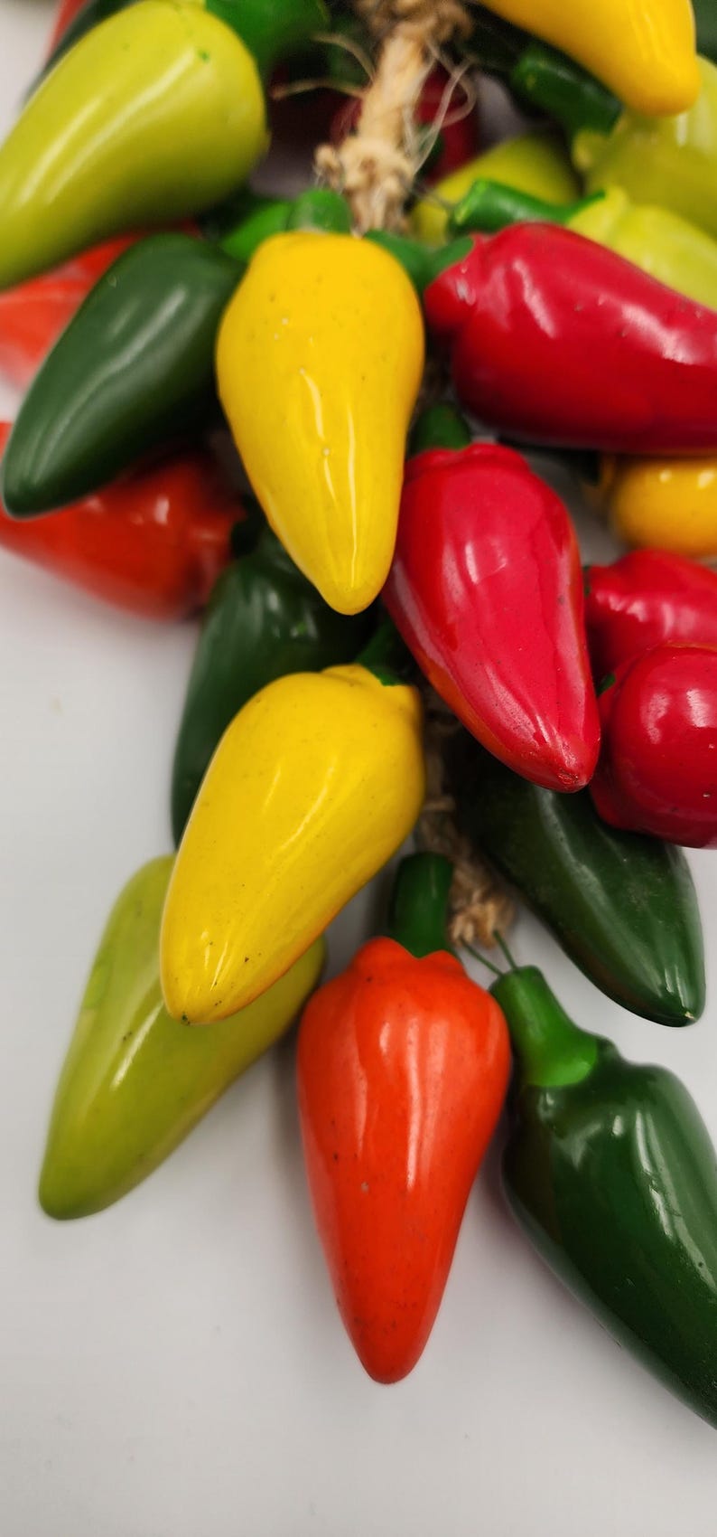 String Peppers Vintage Mexican Ceramic Pepper String – Decorative Chile Ristra Kitchen ...